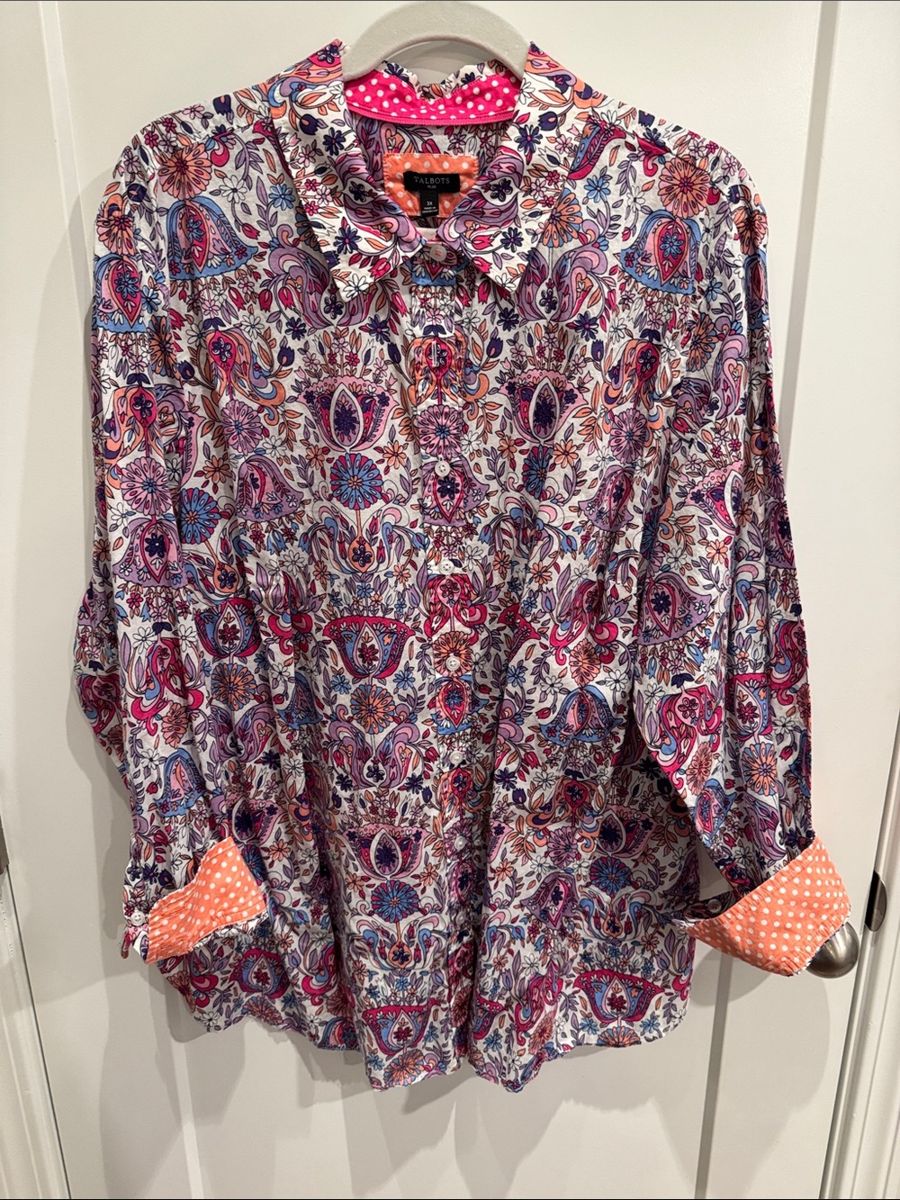 Talbots Pink and Blue Paisley Button-Down Shirt